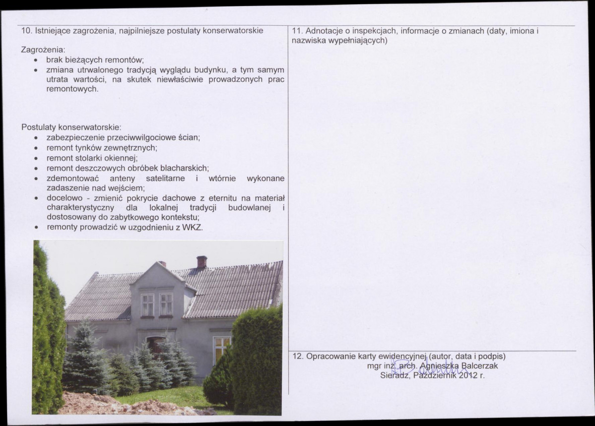 Karta obiektu niewpisanego do rejestru, skan nr 2