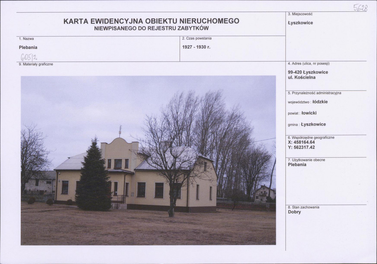 Karta obiektu niewpisanego do rejestru, skan nr 1