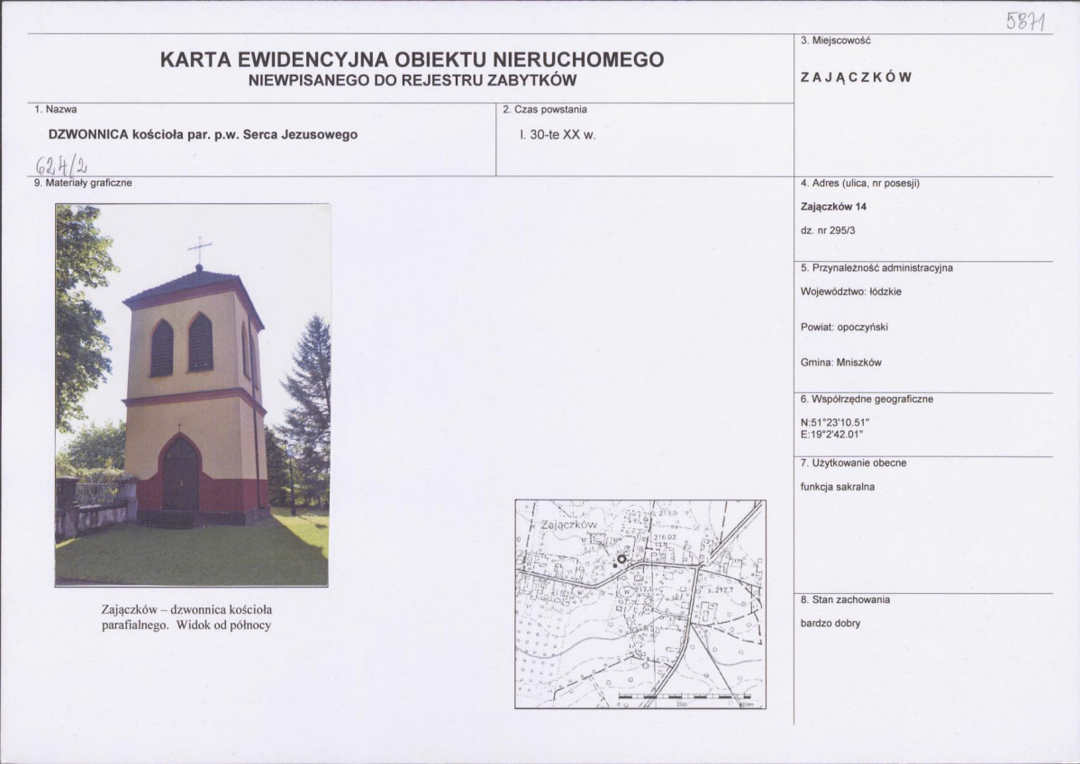 Karta obiektu niewpisanego do rejestru, skan nr 1
