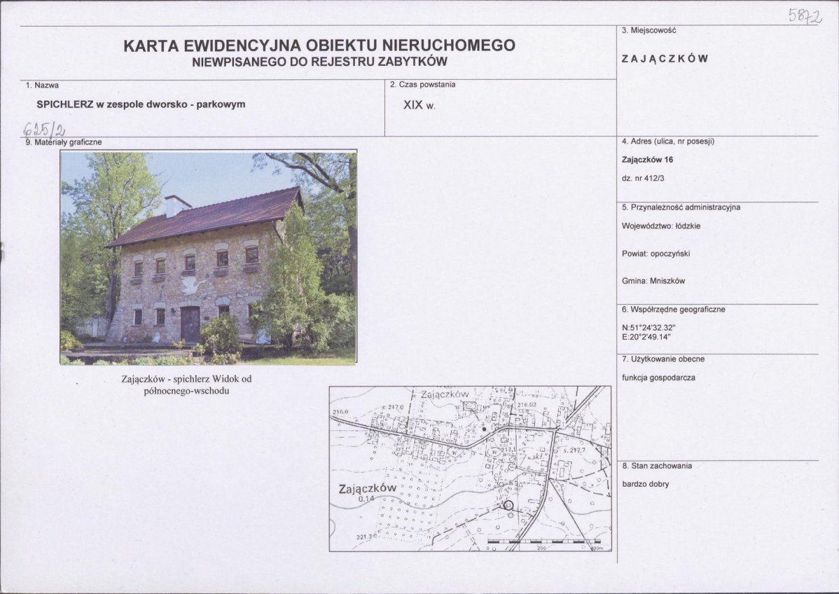 Karta obiektu niewpisanego do rejestru, skan nr 1