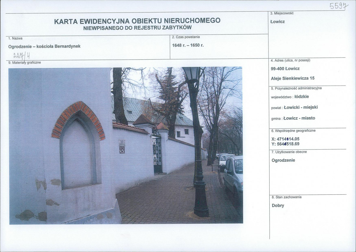 Karta obiektu niewpisanego do rejestru, skan nr 1