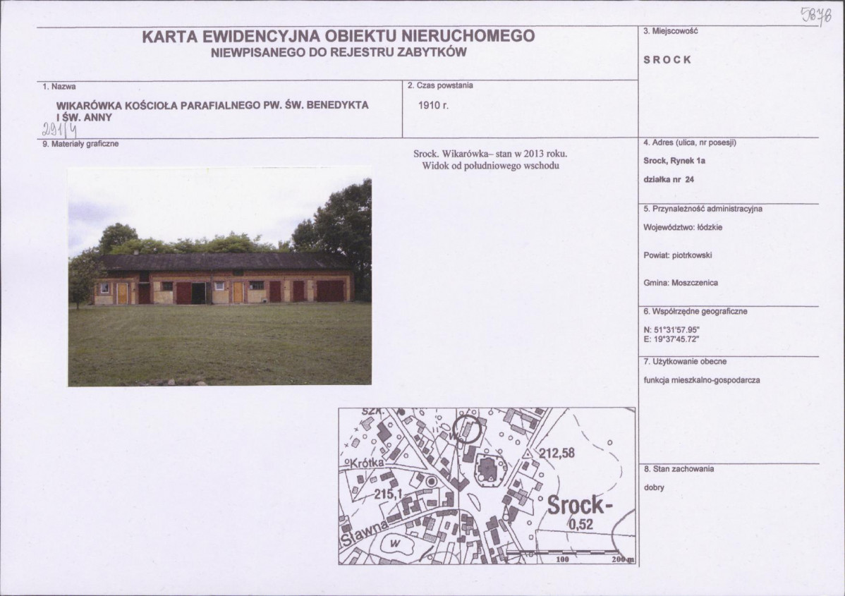 Karta obiektu niewpisanego do rejestru, skan nr 1