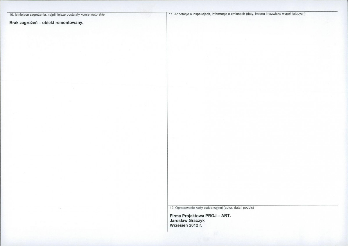 Karta obiektu niewpisanego do rejestru, skan nr 2