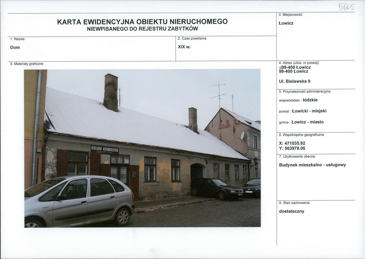 Karta obiektu niewpisanego do rejestru, skan nr 1