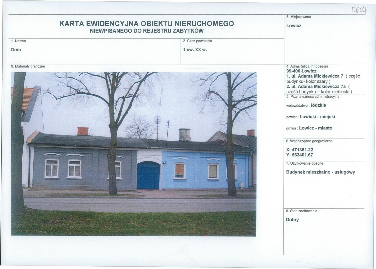 Karta obiektu niewpisanego do rejestru, skan nr 1