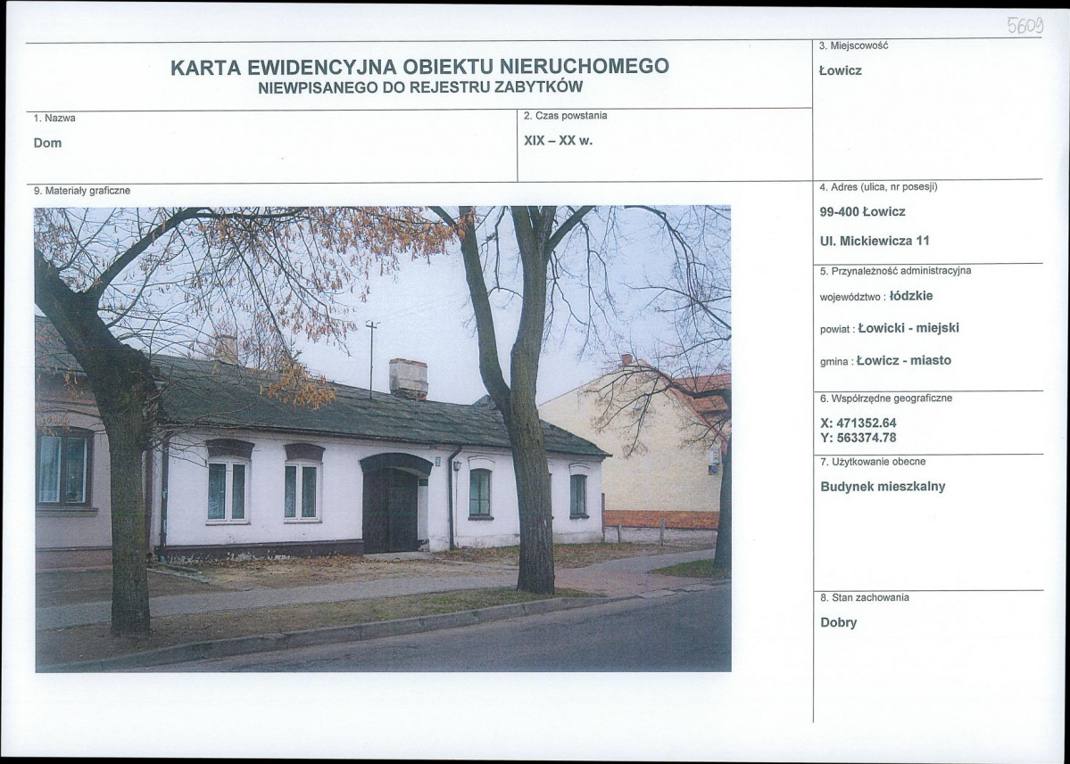 Karta obiektu niewpisanego do rejestru, skan nr 1