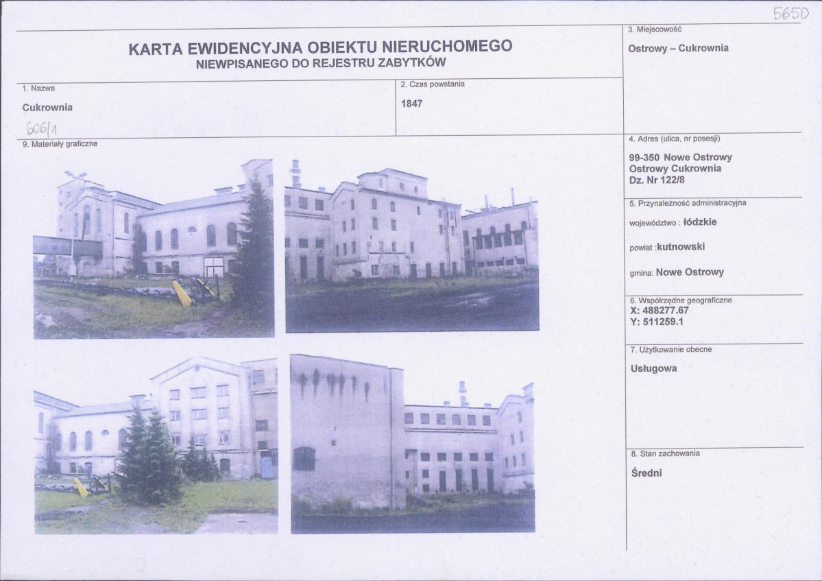 Karta obiektu niewpisanego do rejestru, skan nr 1