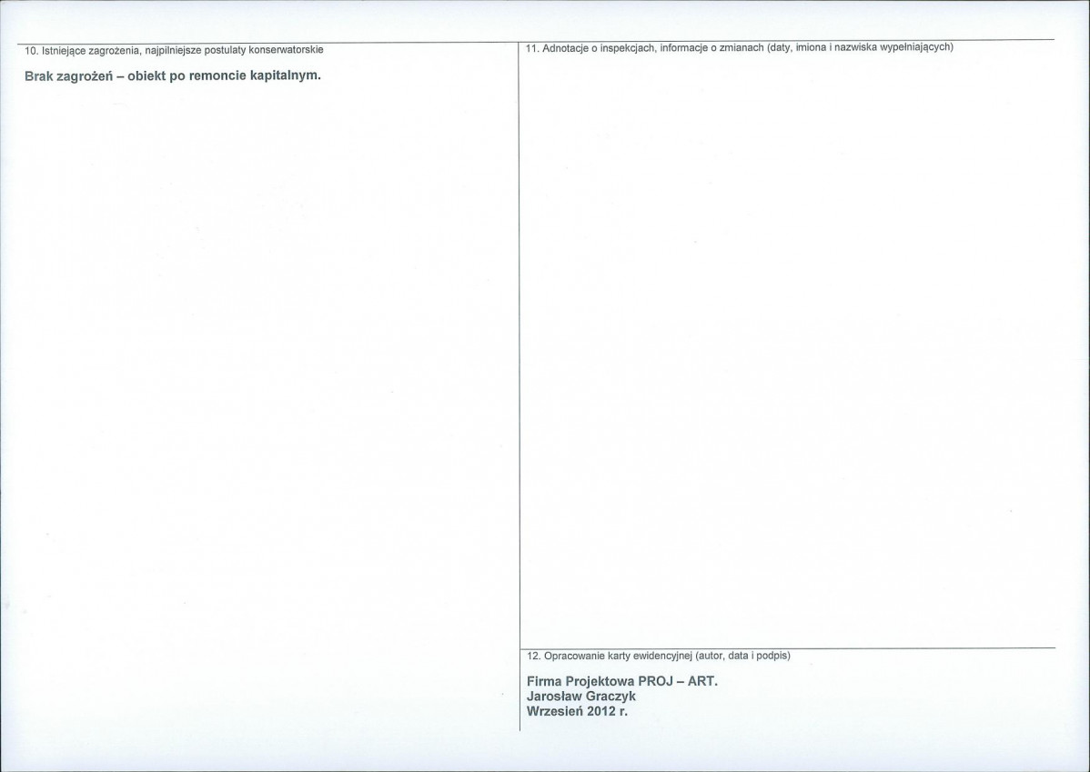 Karta obiektu niewpisanego do rejestru, skan nr 2