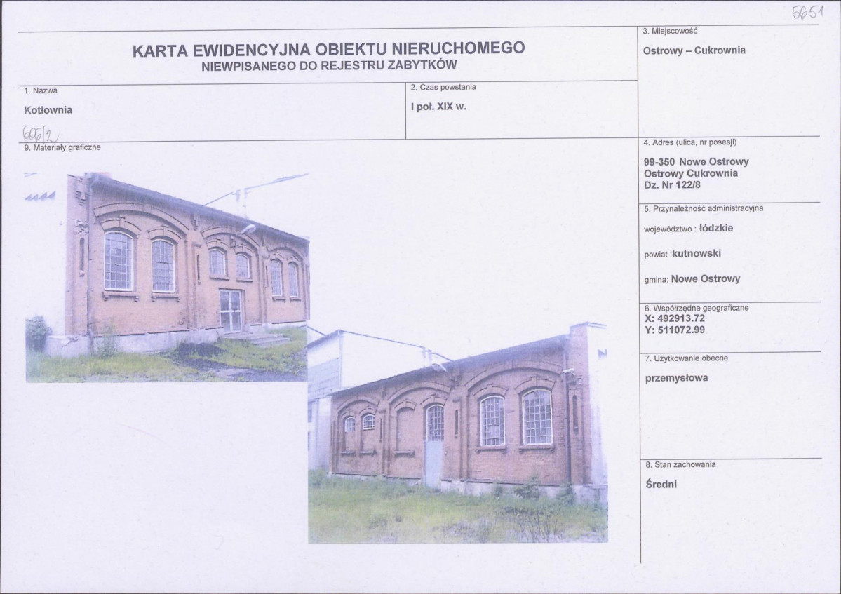 Karta obiektu niewpisanego do rejestru, skan nr 1