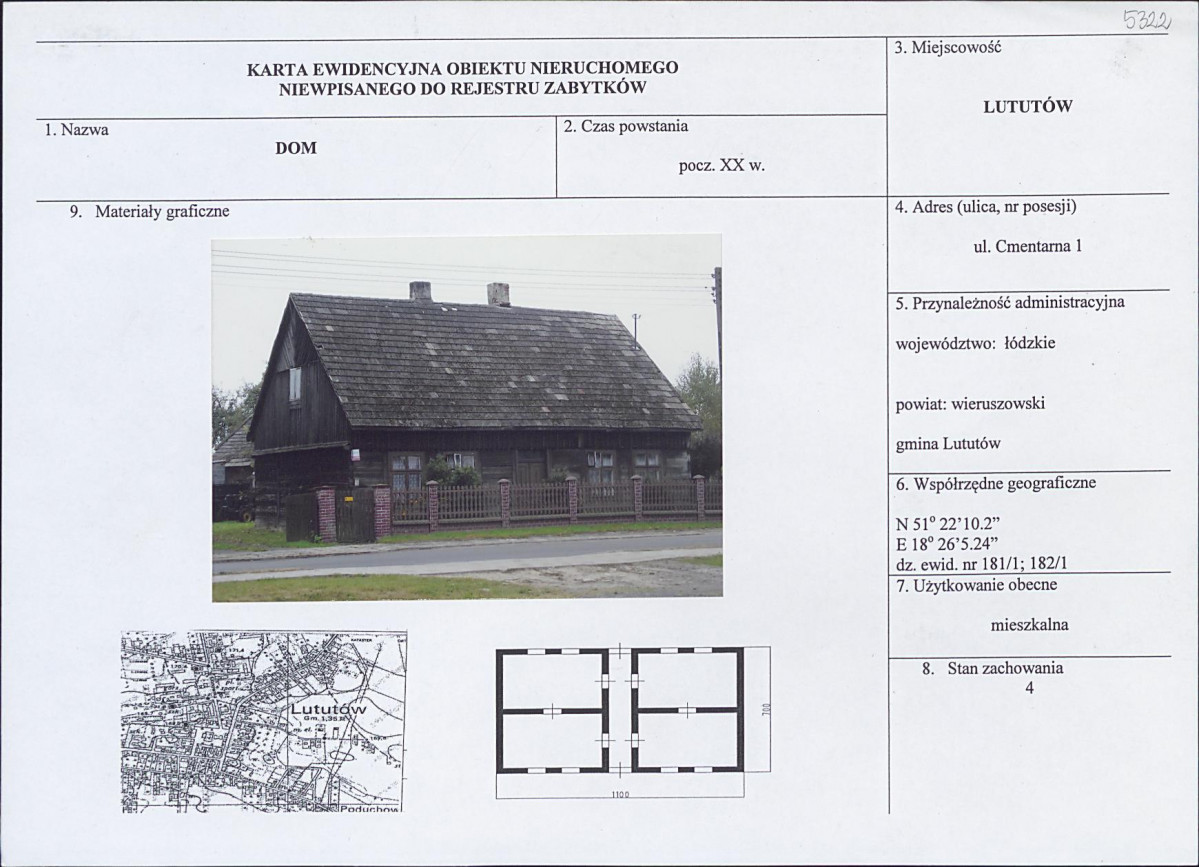 Karta obiektu niewpisanego do rejestru, skan nr 1
