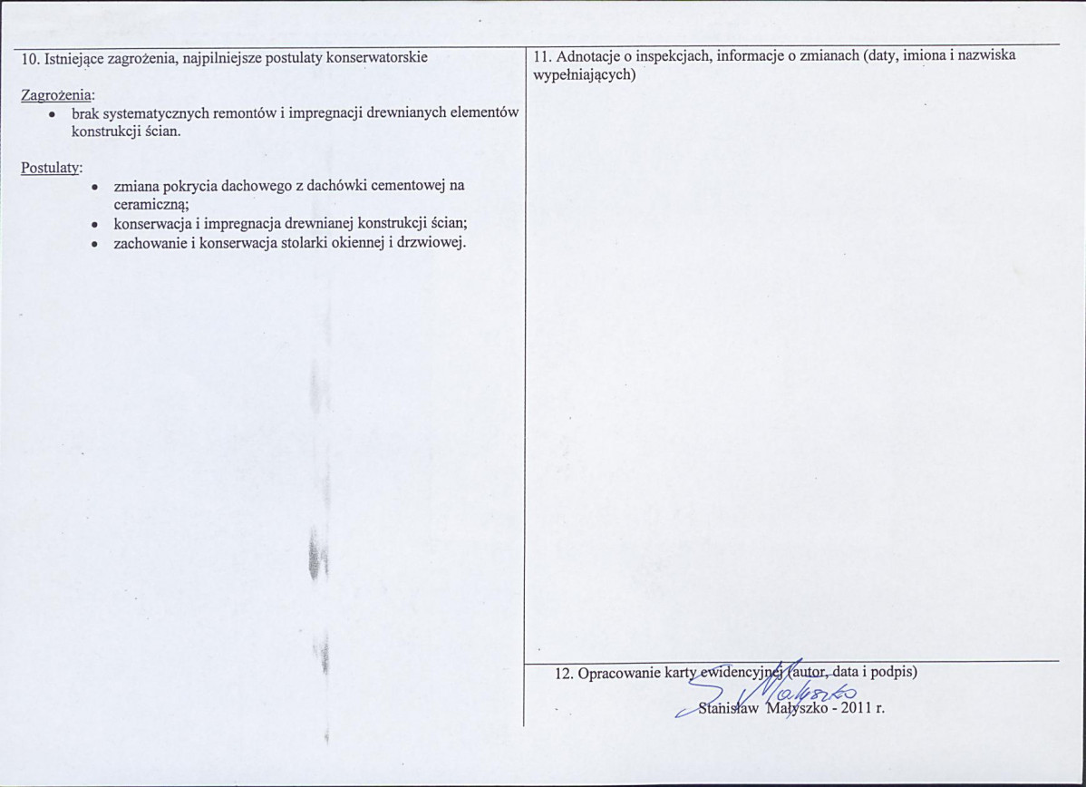 Karta obiektu niewpisanego do rejestru, skan nr 2