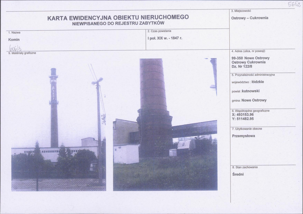 Karta obiektu niewpisanego do rejestru, skan nr 1