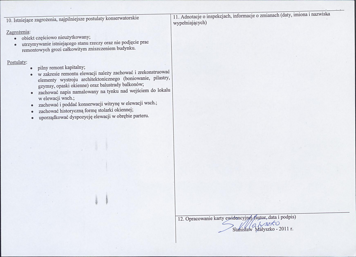 Karta obiektu niewpisanego do rejestru, skan nr 2