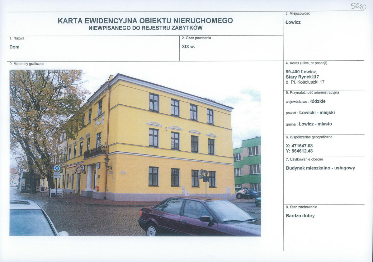 Karta obiektu niewpisanego do rejestru, skan nr 1