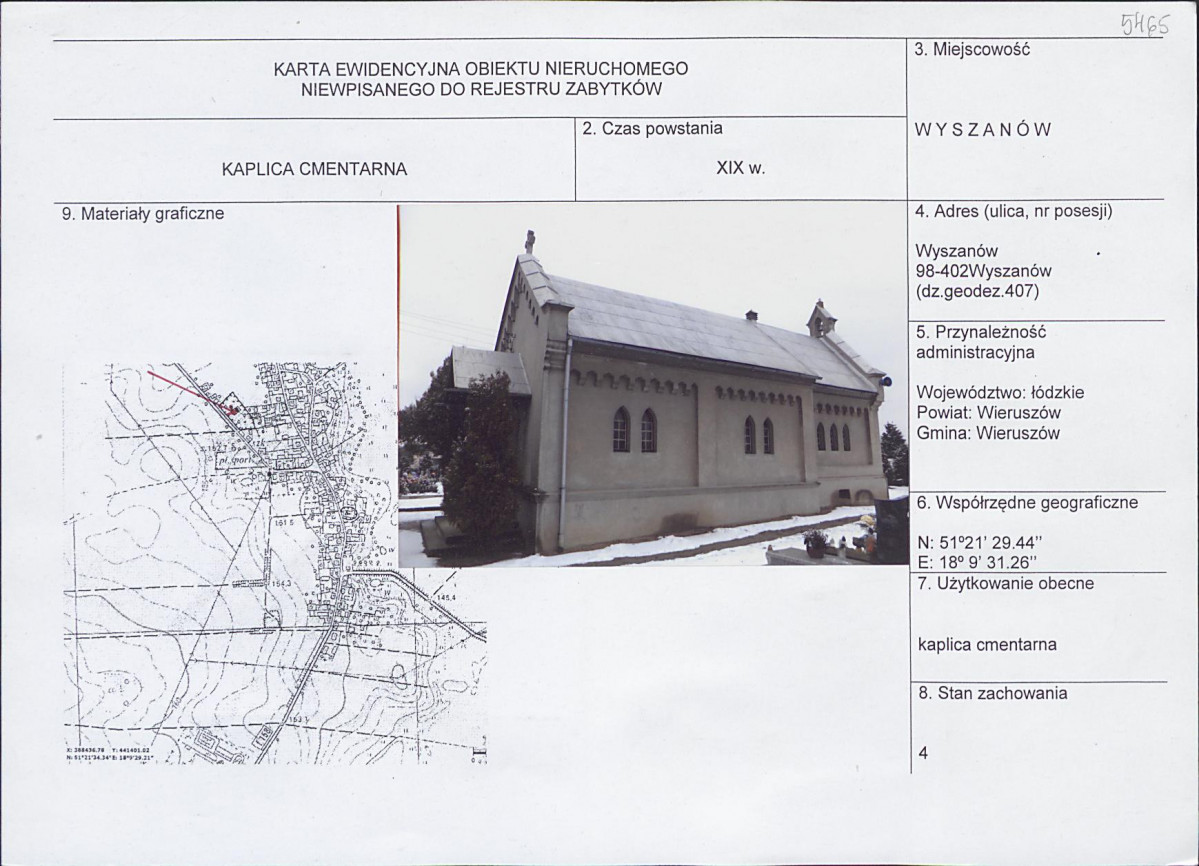 Karta obiektu niewpisanego do rejestru, skan nr 1