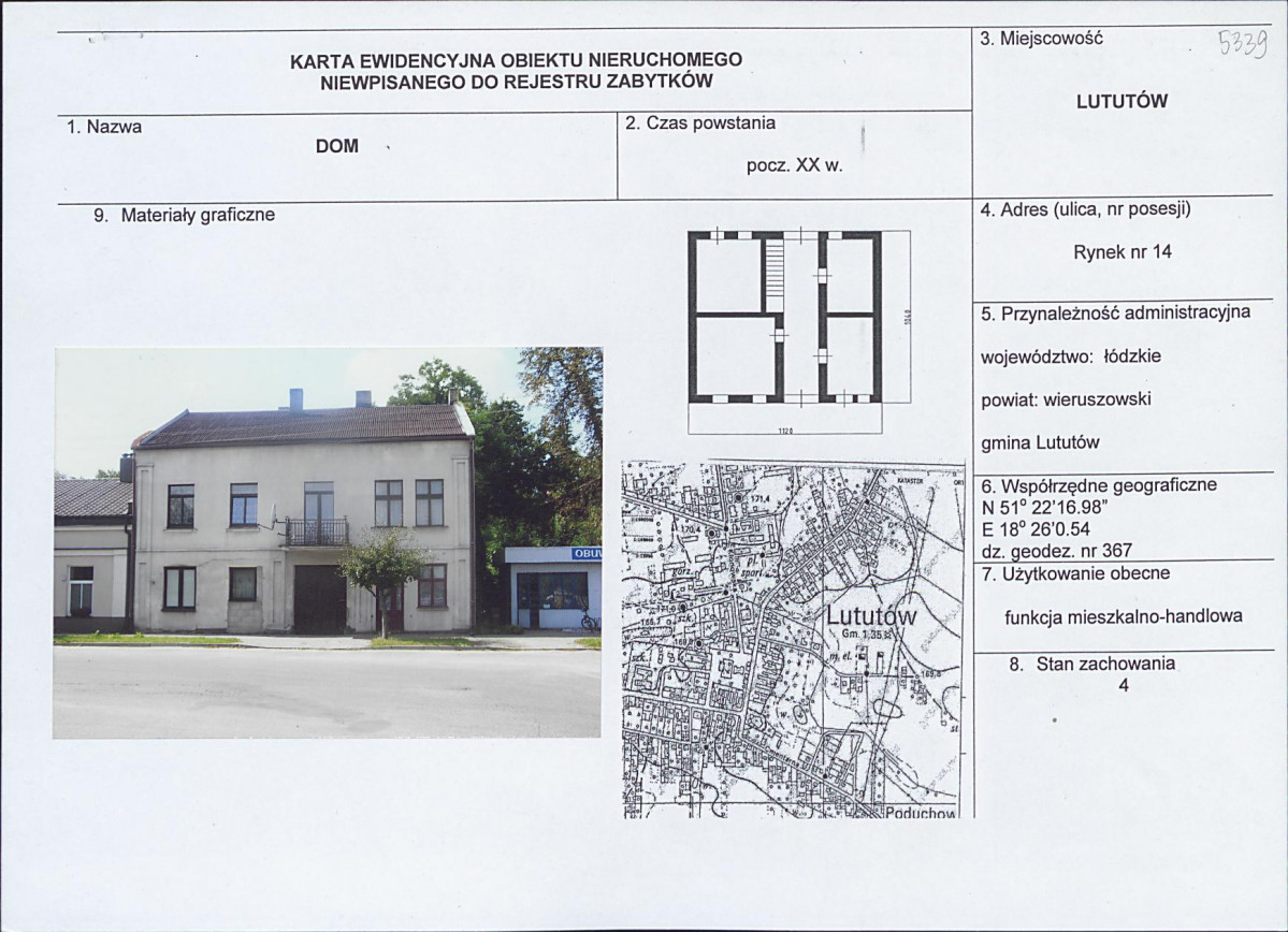 Karta obiektu niewpisanego do rejestru, skan nr 1