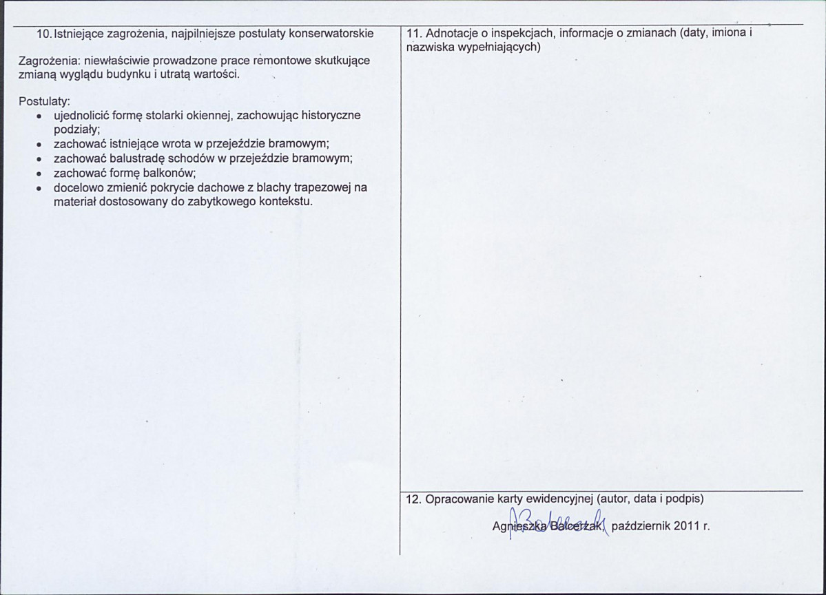 Karta obiektu niewpisanego do rejestru, skan nr 2