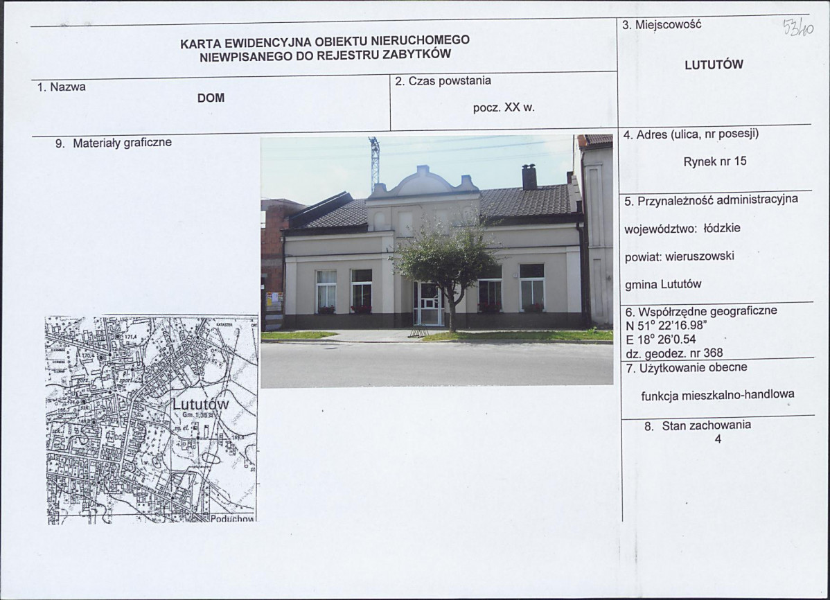 Karta obiektu niewpisanego do rejestru, skan nr 1