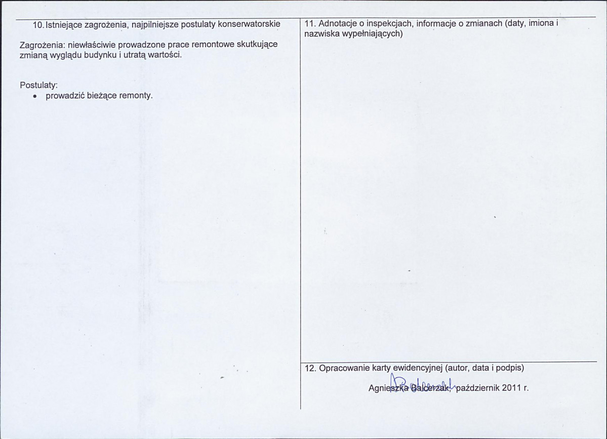 Karta obiektu niewpisanego do rejestru, skan nr 2