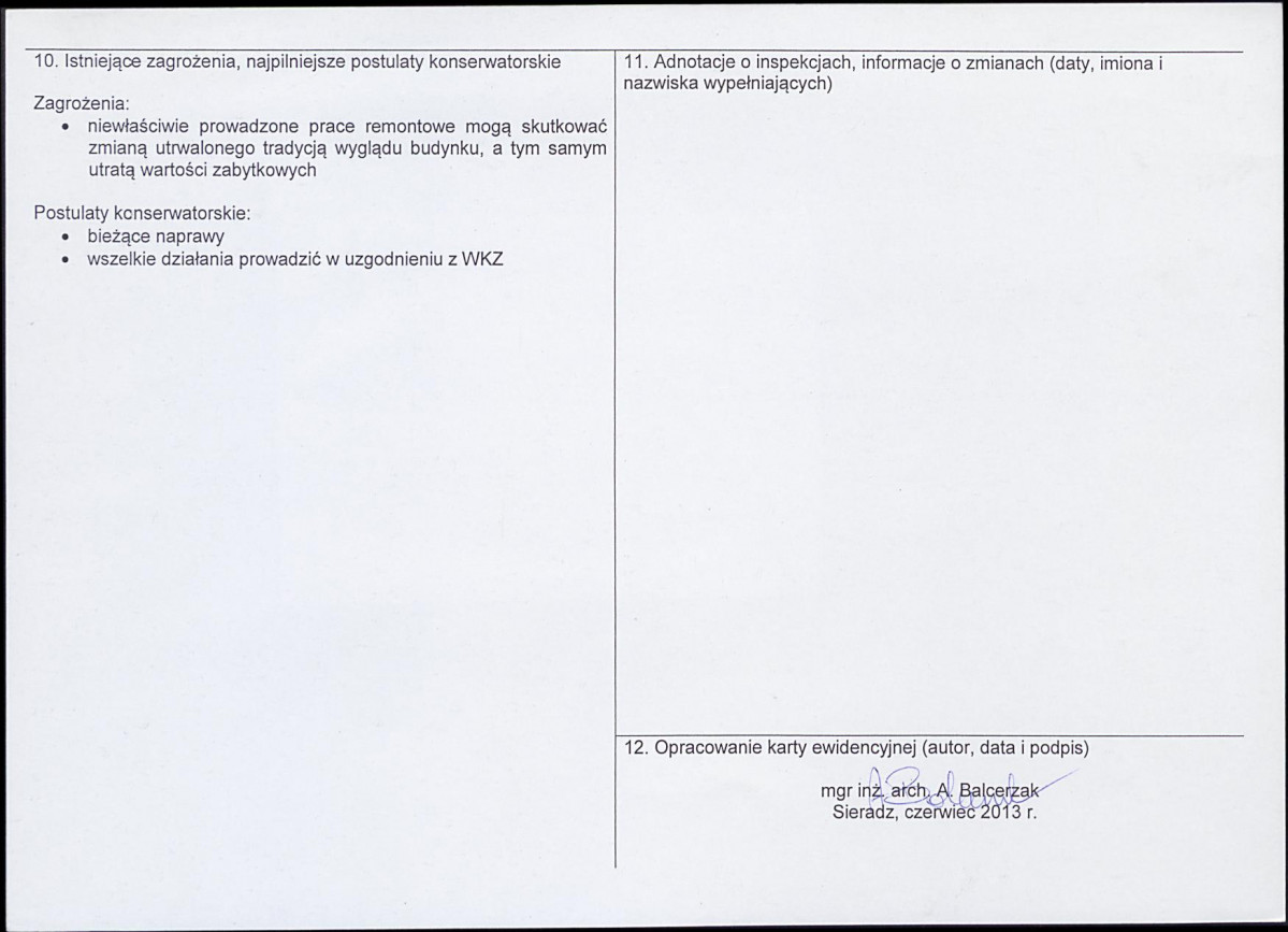 Karta obiektu niewpisanego do rejestru, skan nr 2