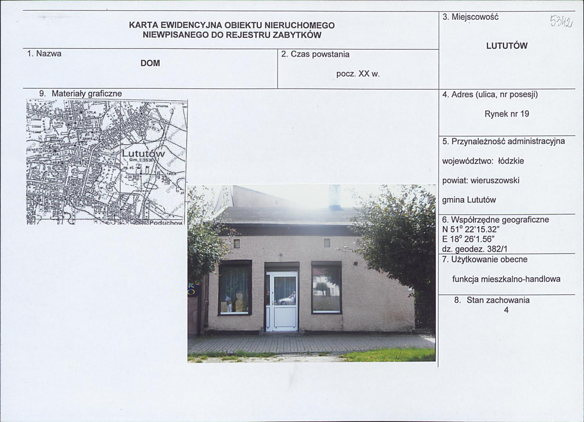 Karta obiektu niewpisanego do rejestru, skan nr 1