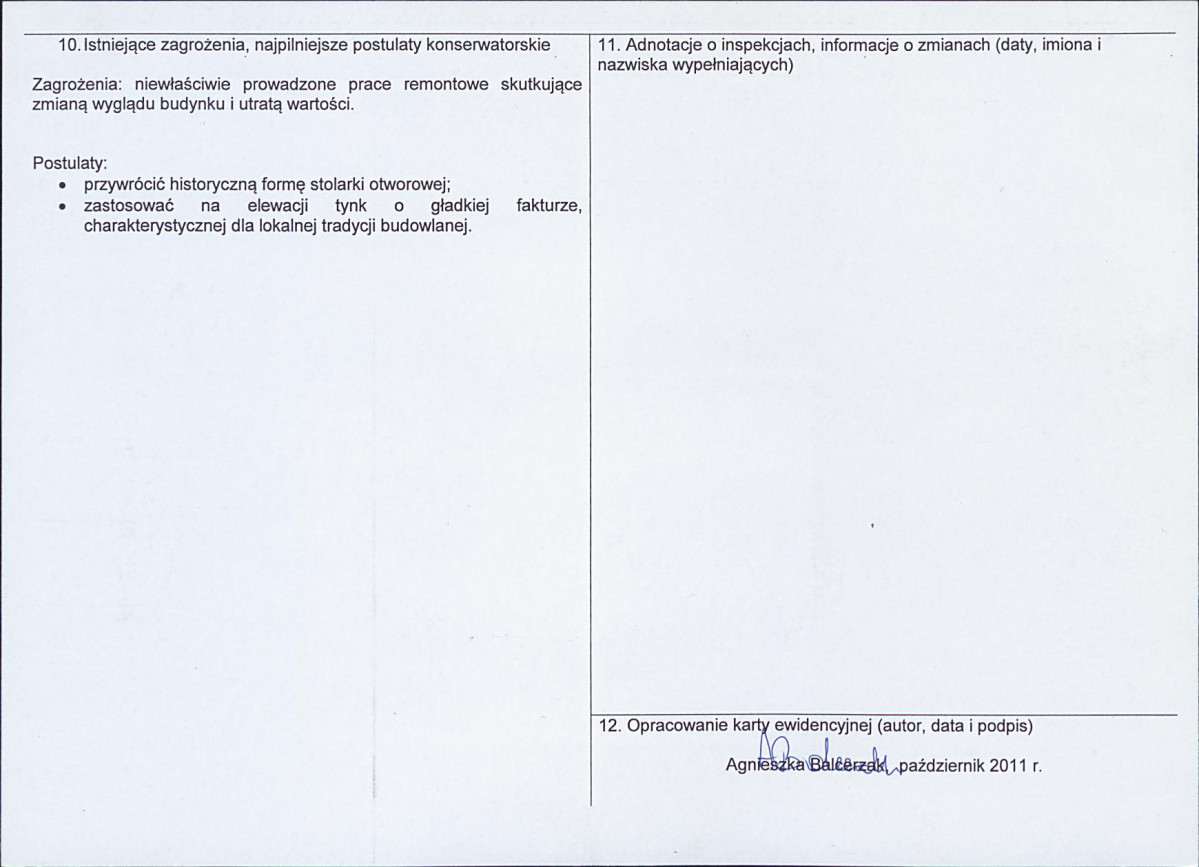 Karta obiektu niewpisanego do rejestru, skan nr 2