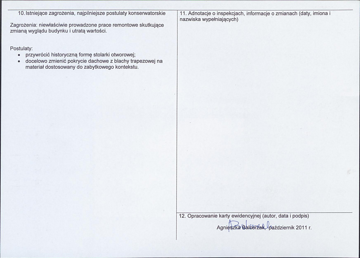 Karta obiektu niewpisanego do rejestru, skan nr 2