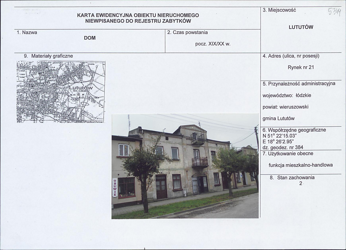 Karta obiektu niewpisanego do rejestru, skan nr 1