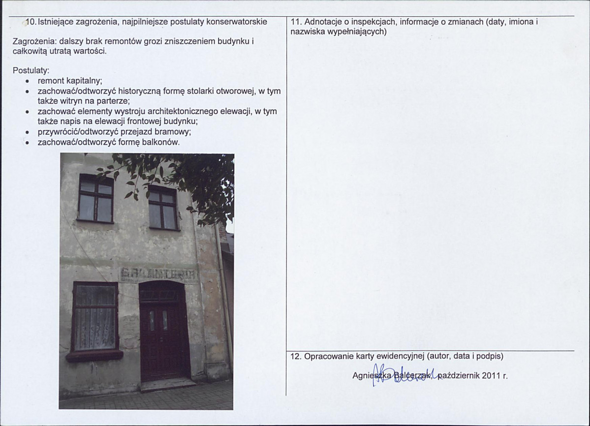 Karta obiektu niewpisanego do rejestru, skan nr 2