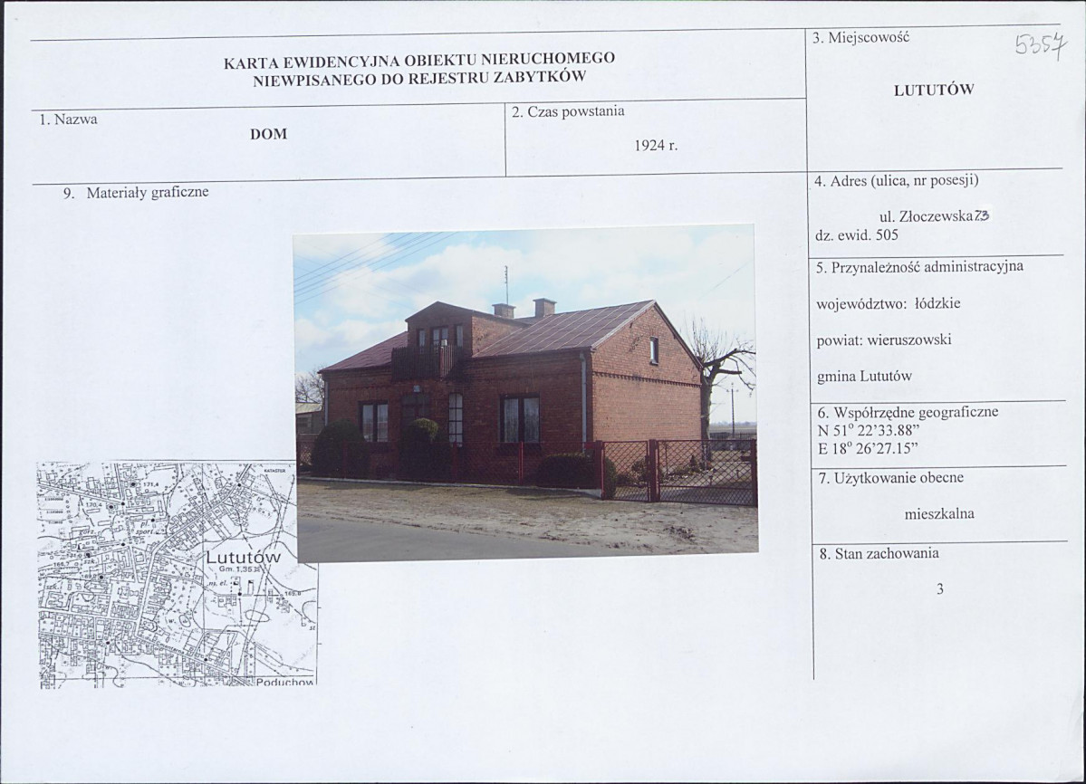 KEZN - Karta obiektu niewpisanego do rejestru, skan nr 1