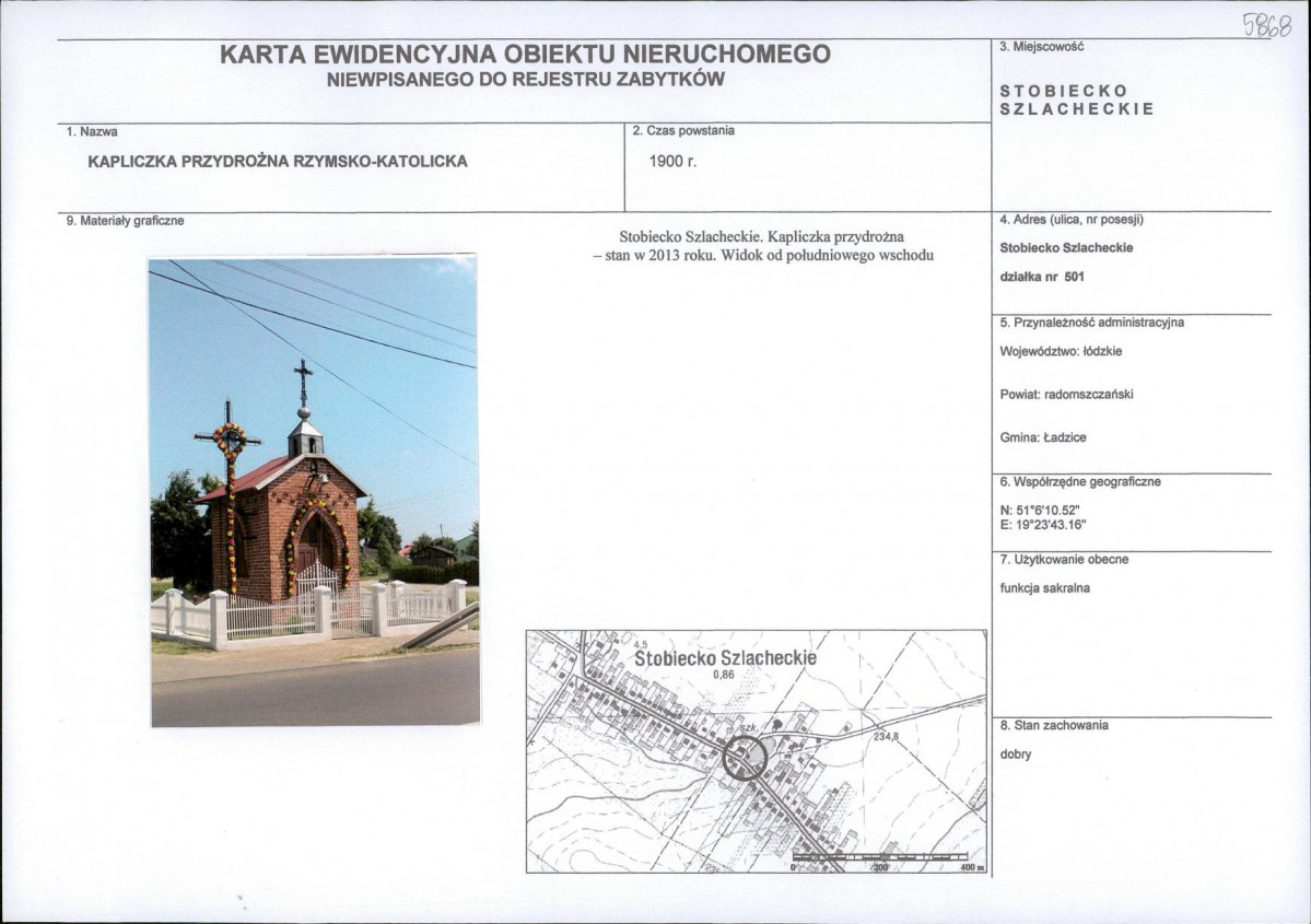 Karta obiektu niewpisanego do rejestru, skan nr 1