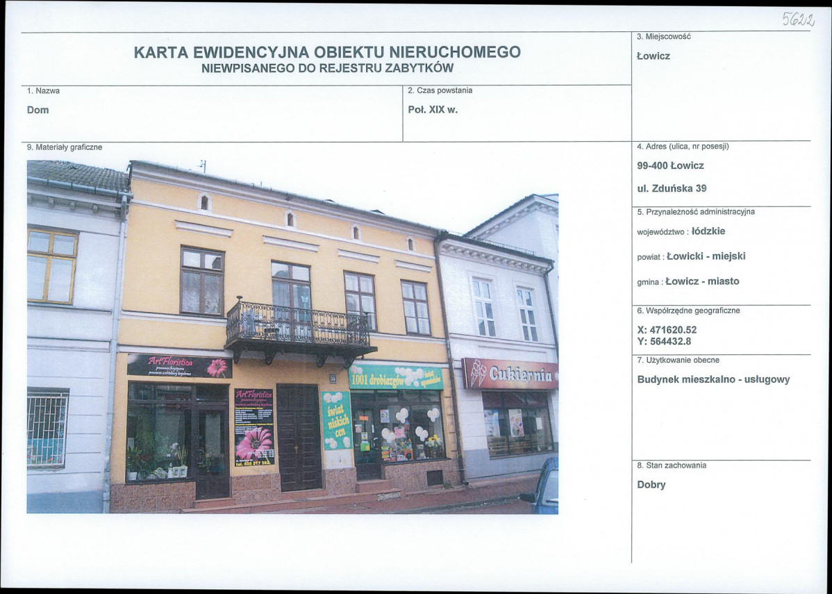 Karta obiektu niewpisanego do rejestru, skan nr 1