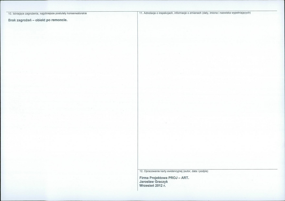 Karta obiektu niewpisanego do rejestru, skan nr 2