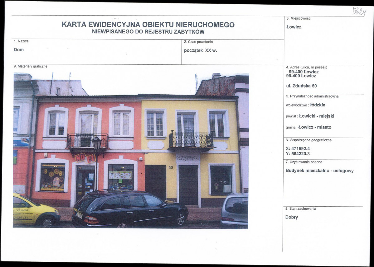 Karta obiektu niewpisanego do rejestru, skan nr 1