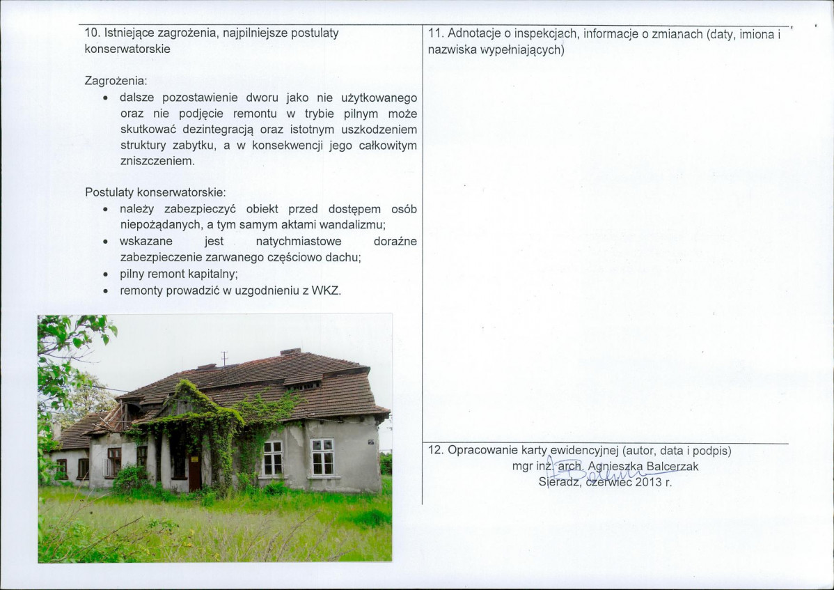 Karta obiektu niewpisanego do rejestru, skan nr 2