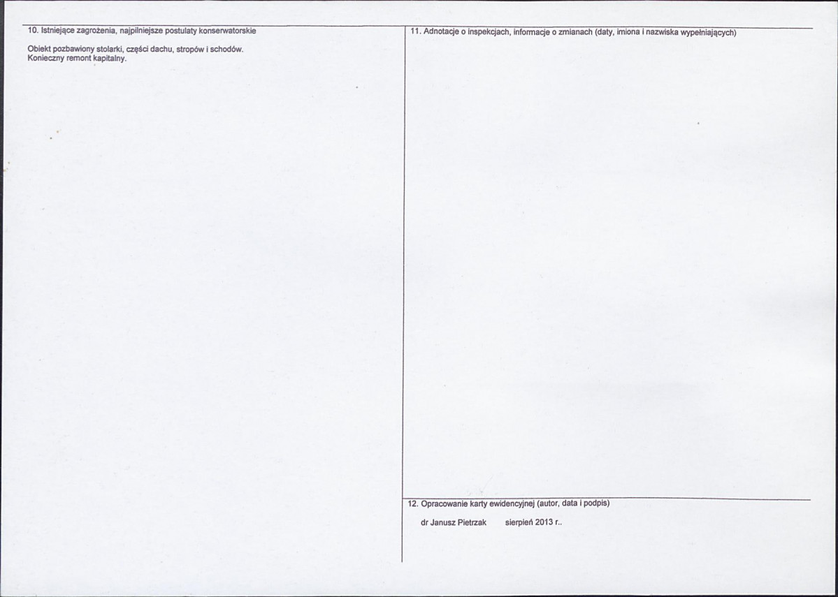Karta obiektu niewpisanego do rejestru, skan nr 2