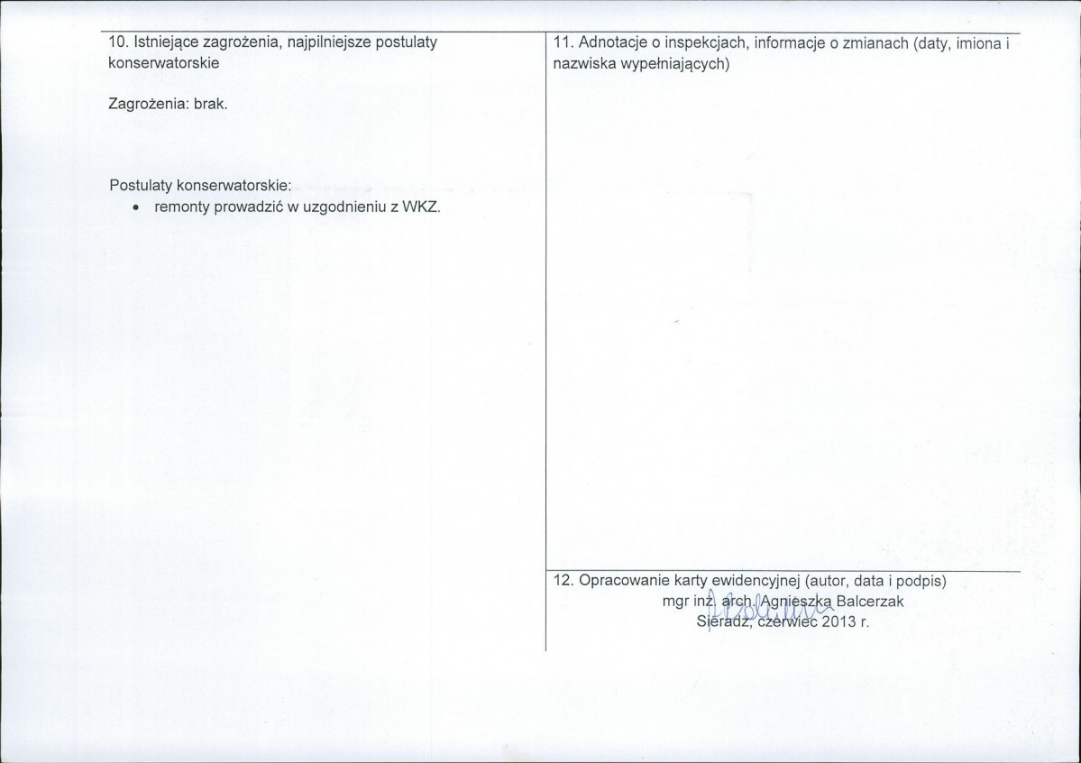 Karta obiektu niewpisanego do rejestru, skan nr 2