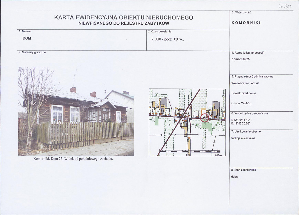 Karta obiektu niewpisanego do rejestru, skan nr 1