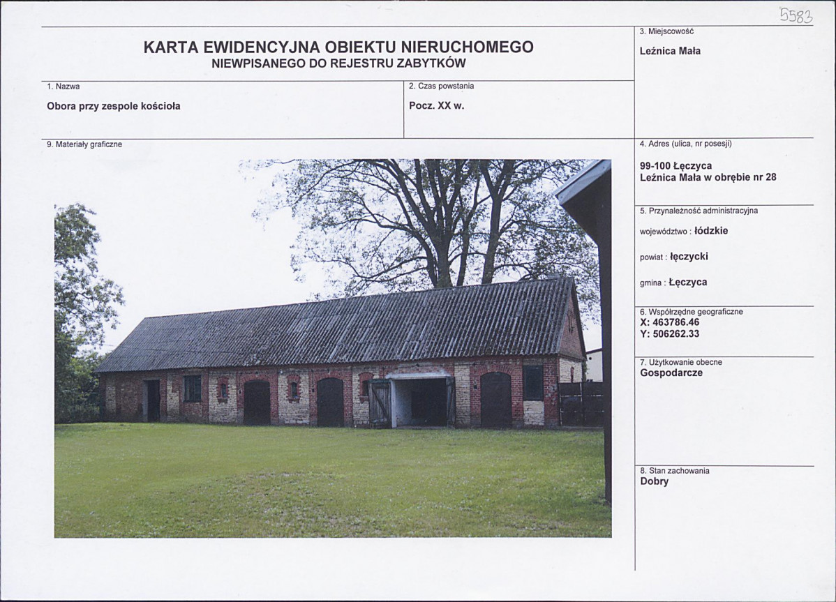 KEZN - Karta obiektu niewpisanego do rejestru, skan nr 1