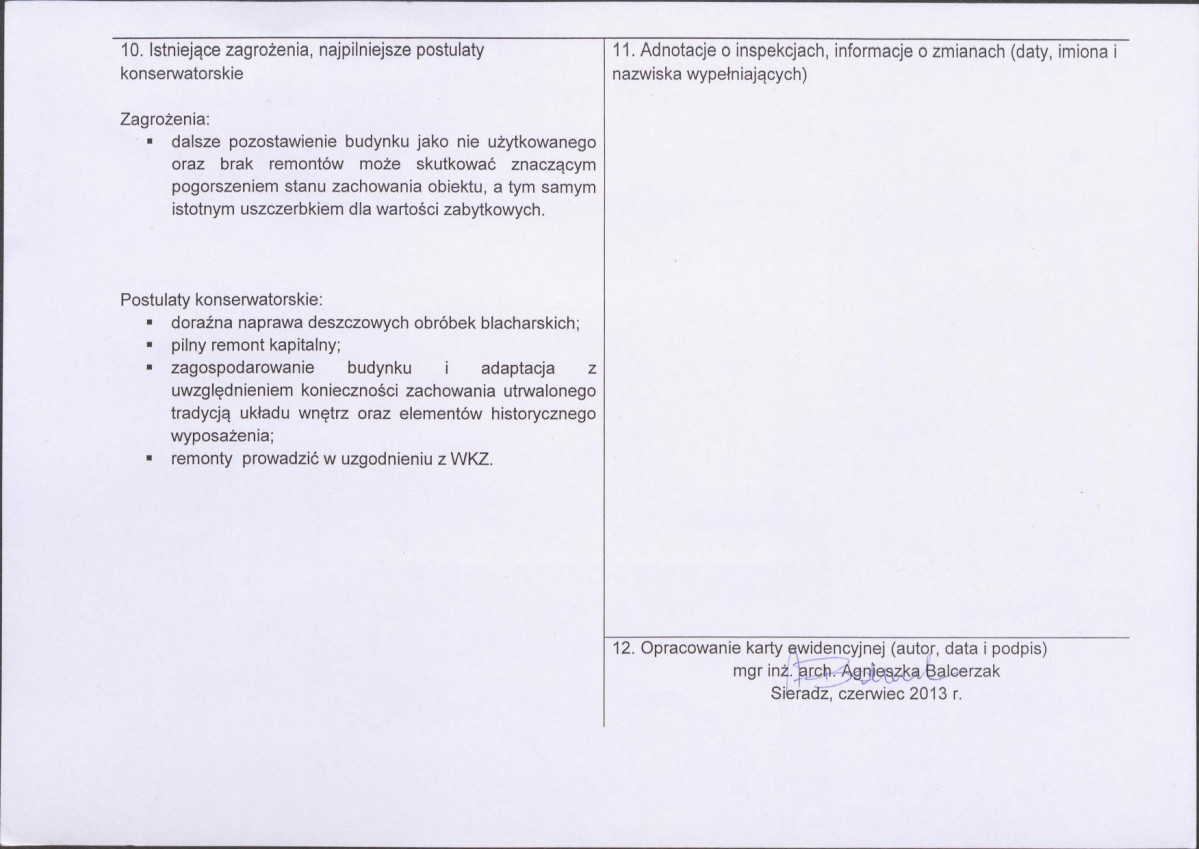 Karta obiektu niewpisanego do rejestru, skan nr 2