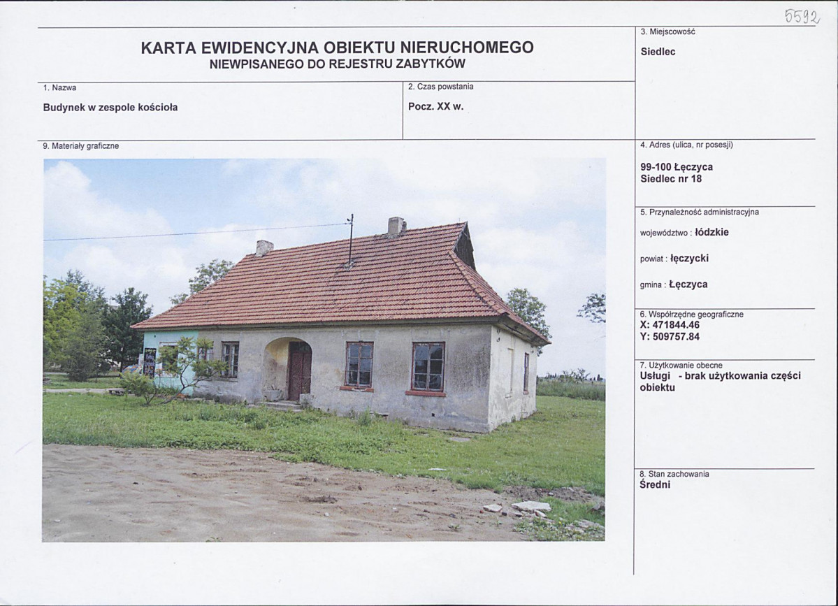 Karta obiektu niewpisanego do rejestru, skan nr 1