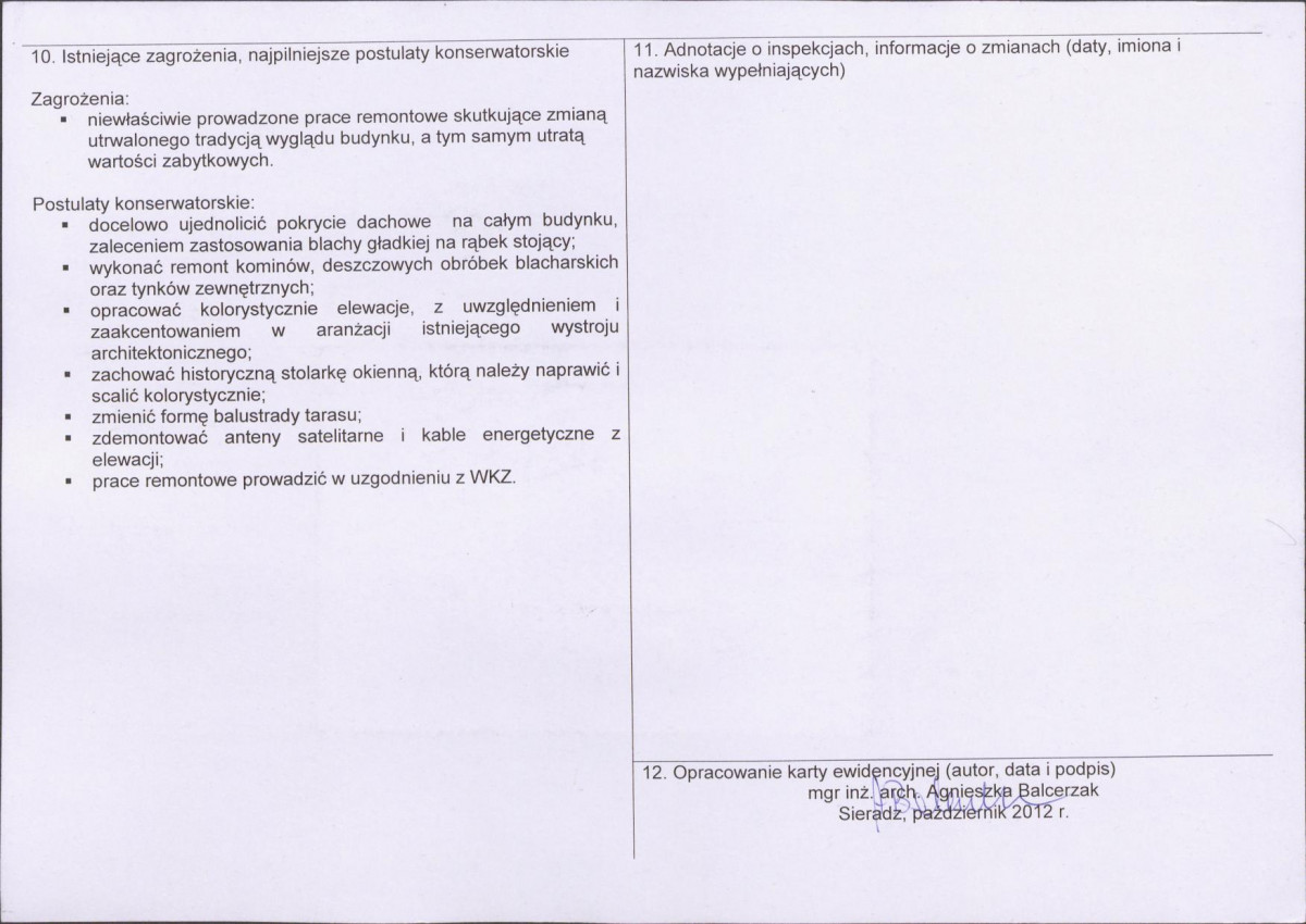 Karta obiektu niewpisanego do rejestru, skan nr 2