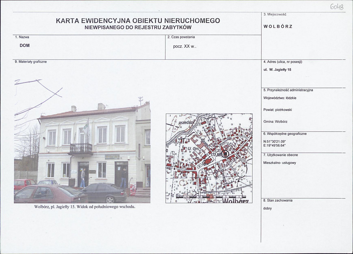 Karta obiektu niewpisanego do rejestru, skan nr 1