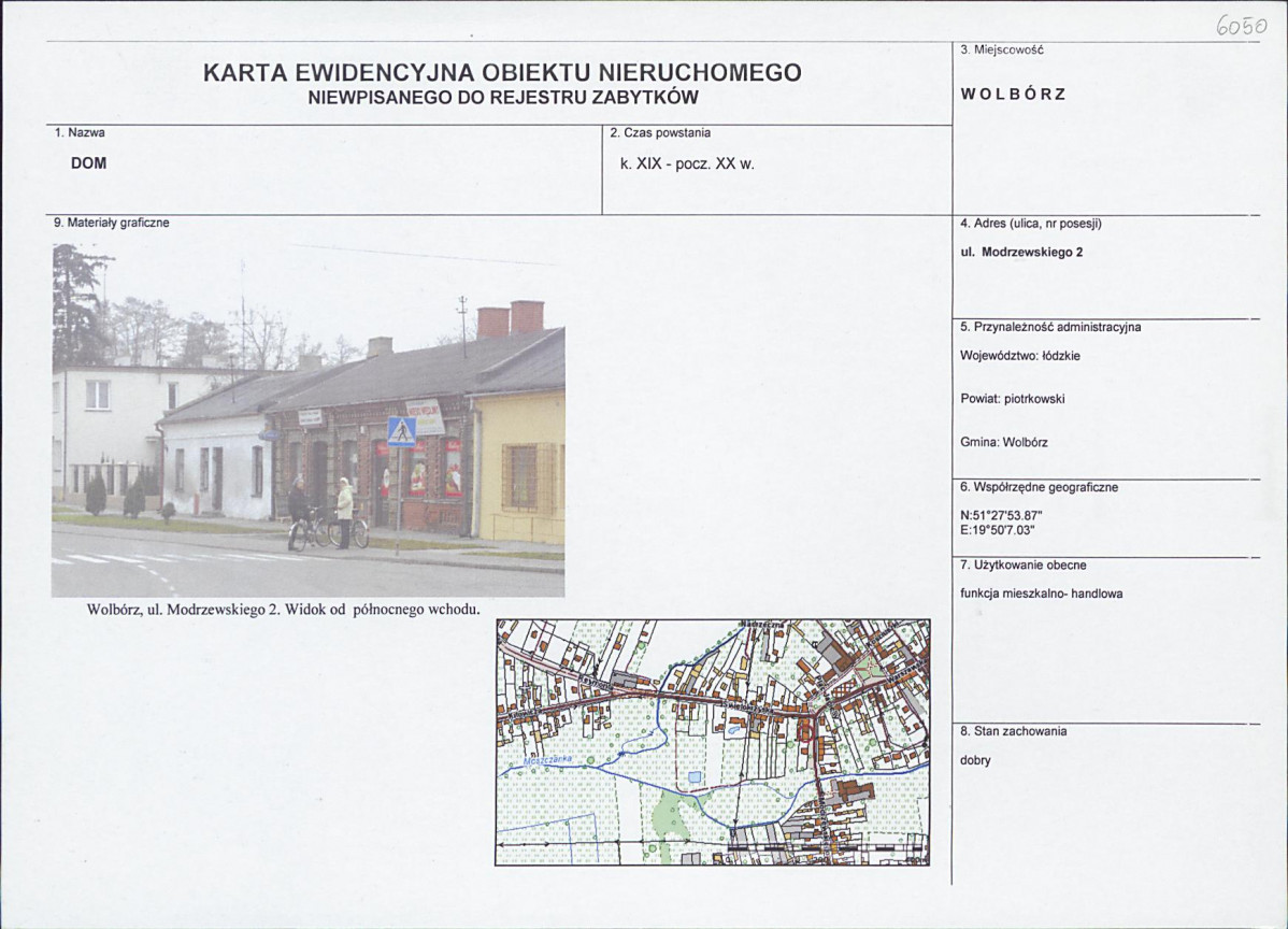 Karta obiektu niewpisanego do rejestru, skan nr 1