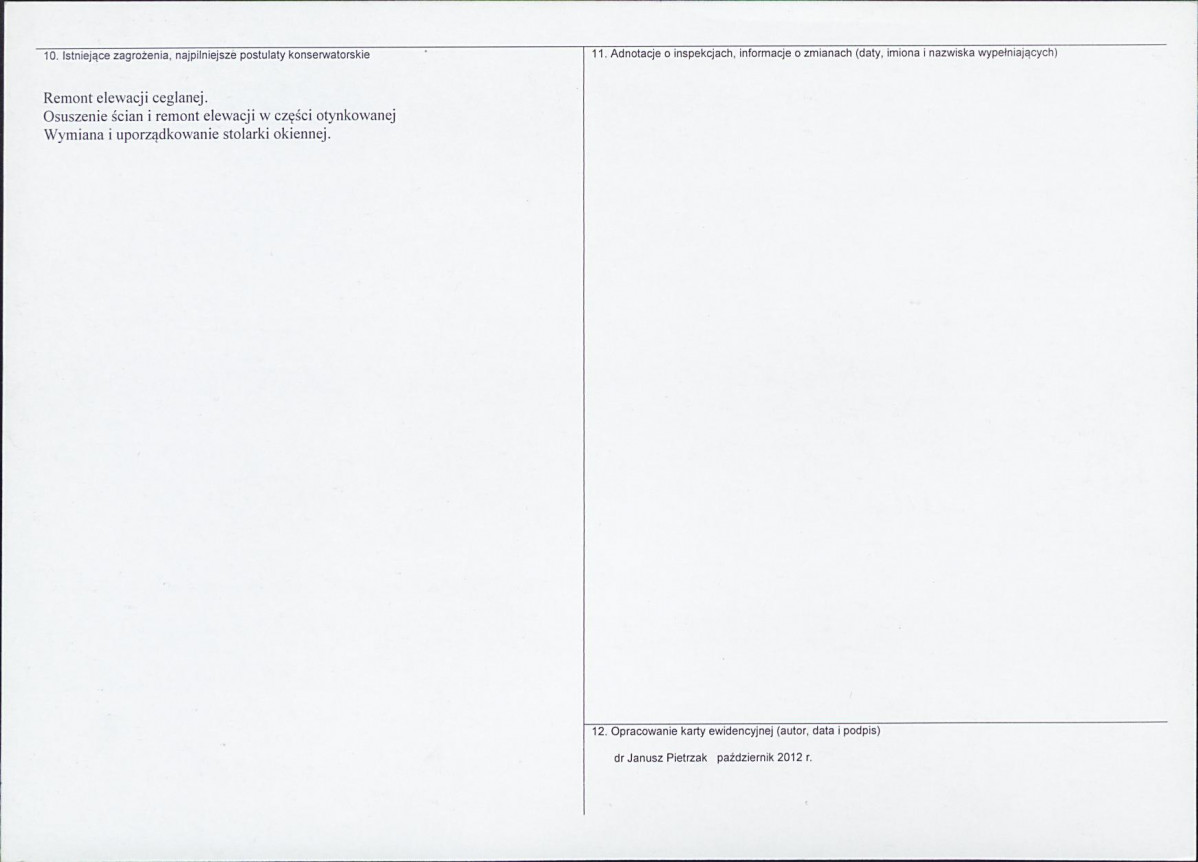 Karta obiektu niewpisanego do rejestru, skan nr 2