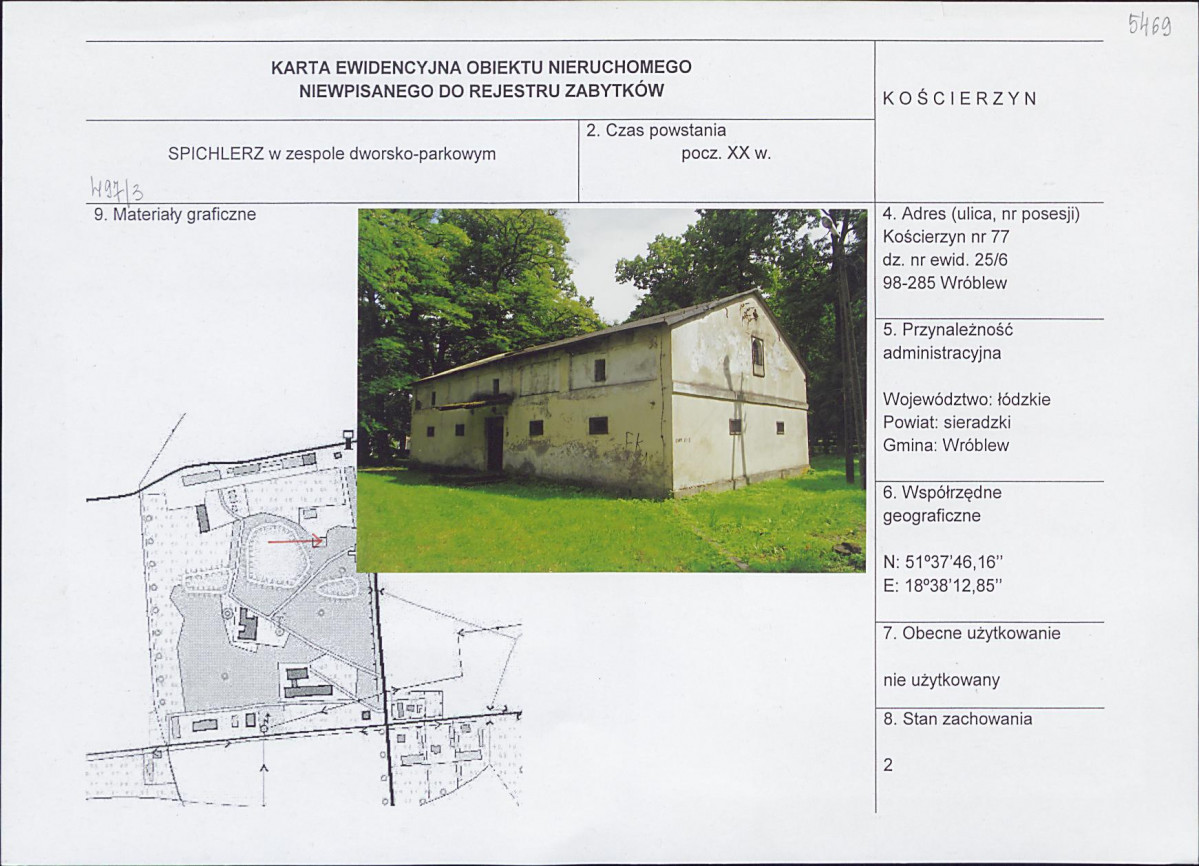 Karta obiektu niewpisanego do rejestru, skan nr 1