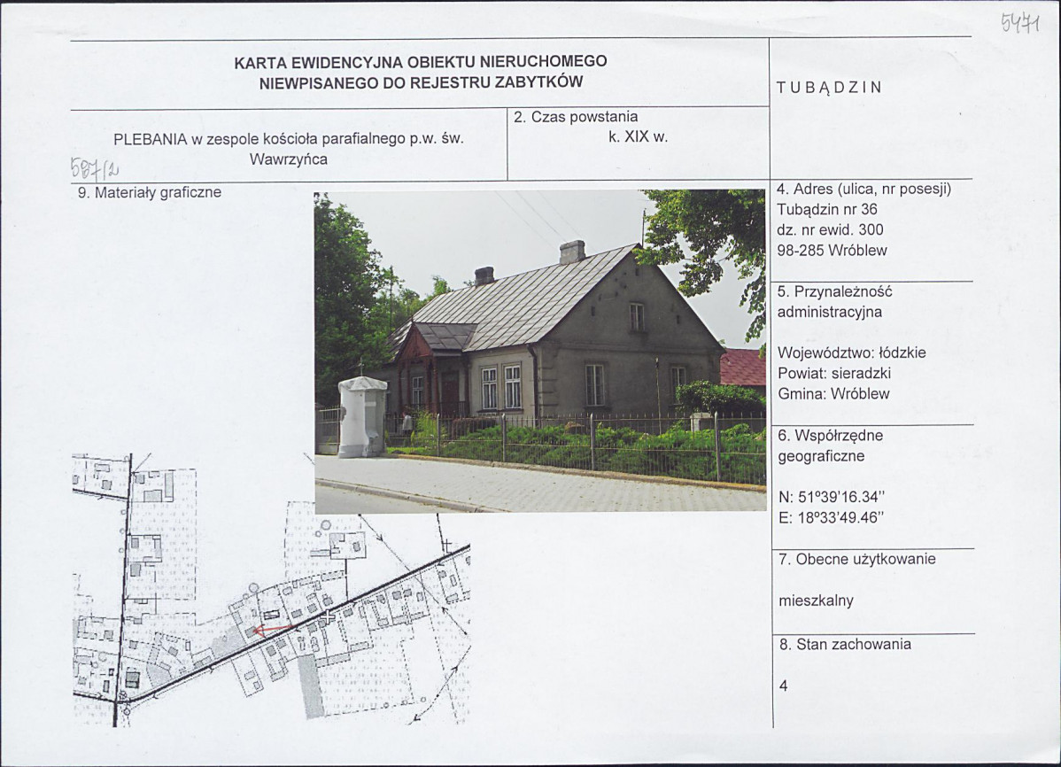 Karta obiektu niewpisanego do rejestru, skan nr 1