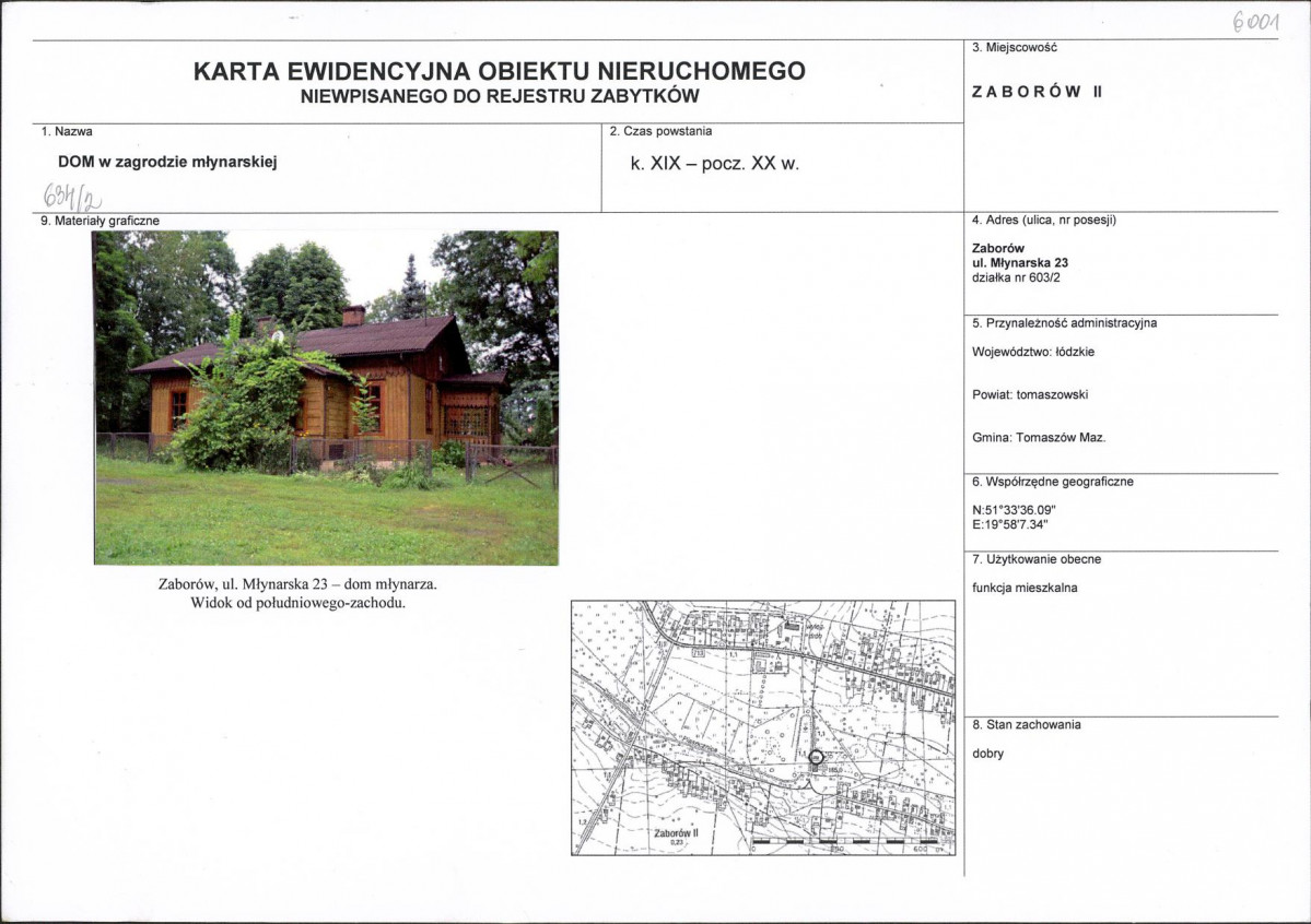 Karta obiektu niewpisanego do rejestru, skan nr 1