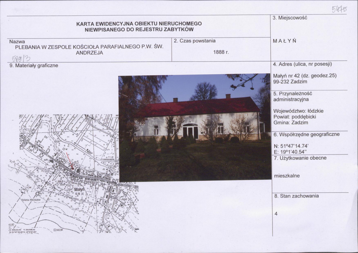 Karta obiektu niewpisanego do rejestru, skan nr 1
