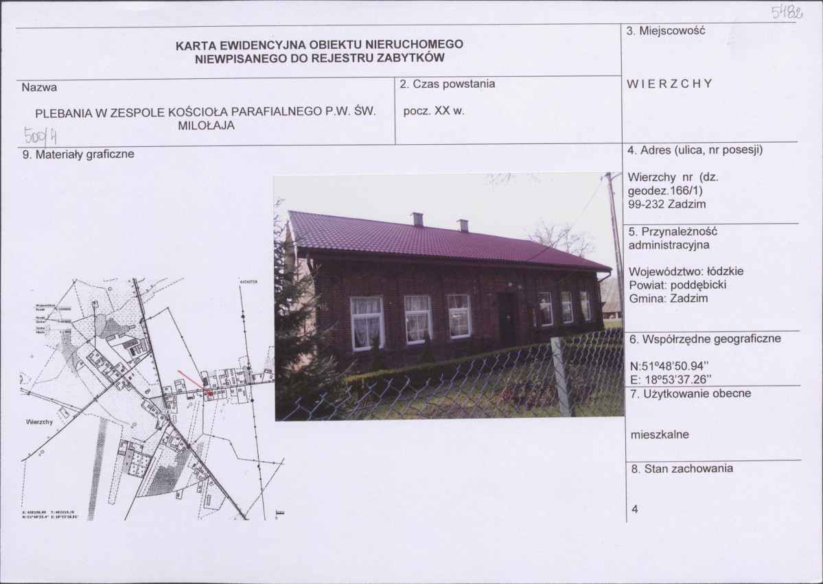 Karta obiektu niewpisanego do rejestru, skan nr 1